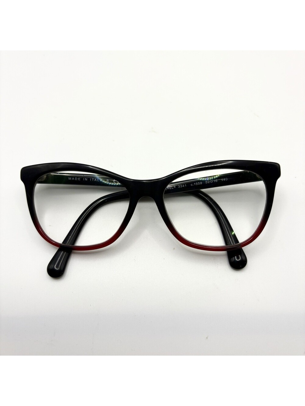 Chanel Eyeglasses 3341 c.1559 Butterfly Black Red 52/16/140 Italy FRAMES ONLY